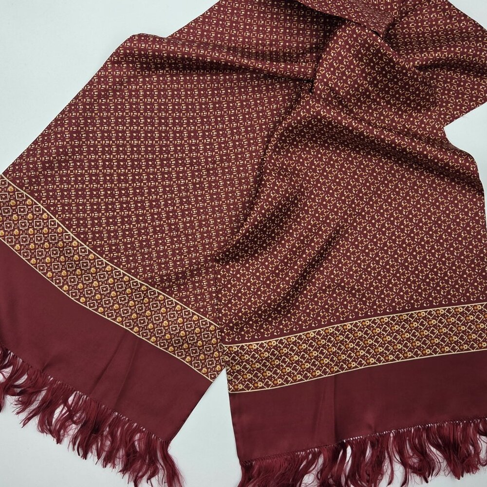 🧣 Vintage Silk Scarf with Tassels – 1960s Brand: PEARL – Shanghai Changhan